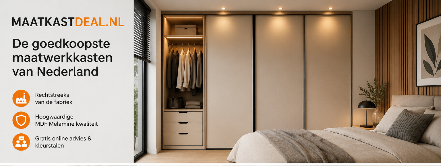 Kledingkast op maat met schuifdeuren in een slaapkamer, van vloer tot plafond